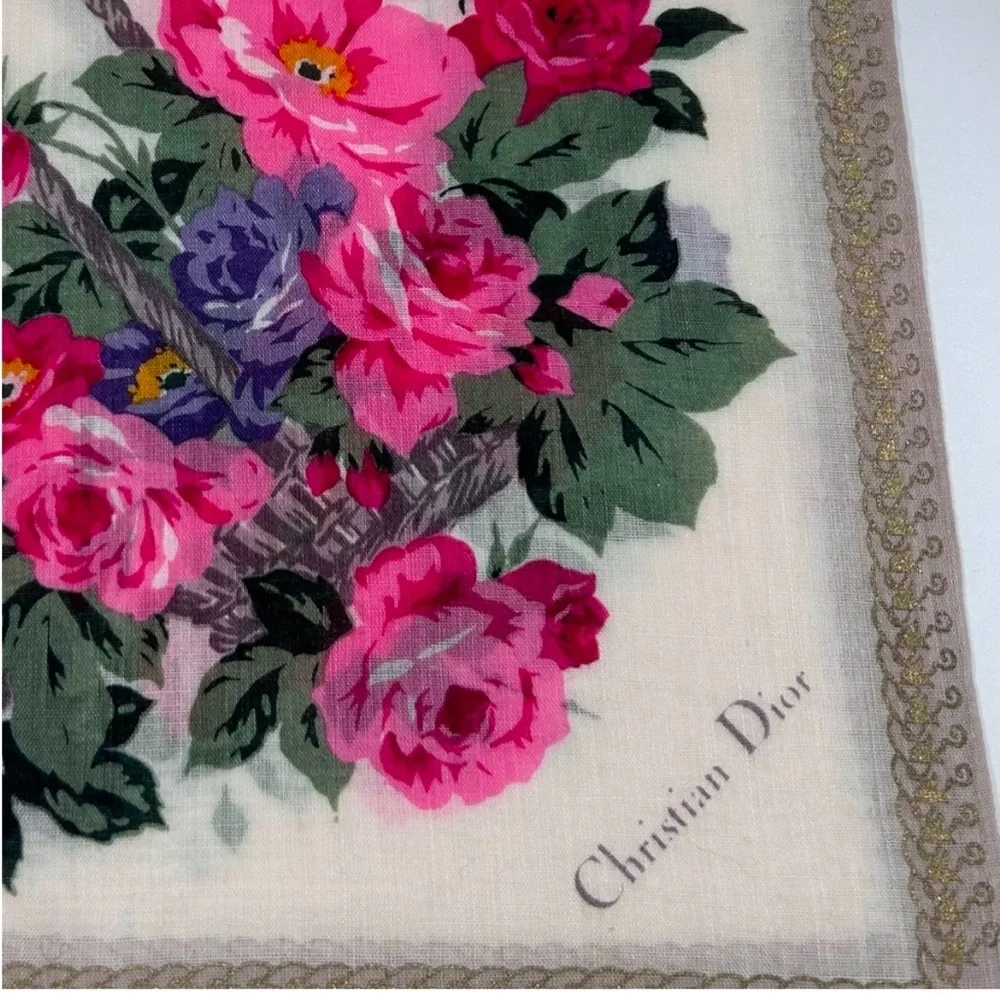 Christian Dior 100% Cotton Handkerchief or Scarf, faint blemish